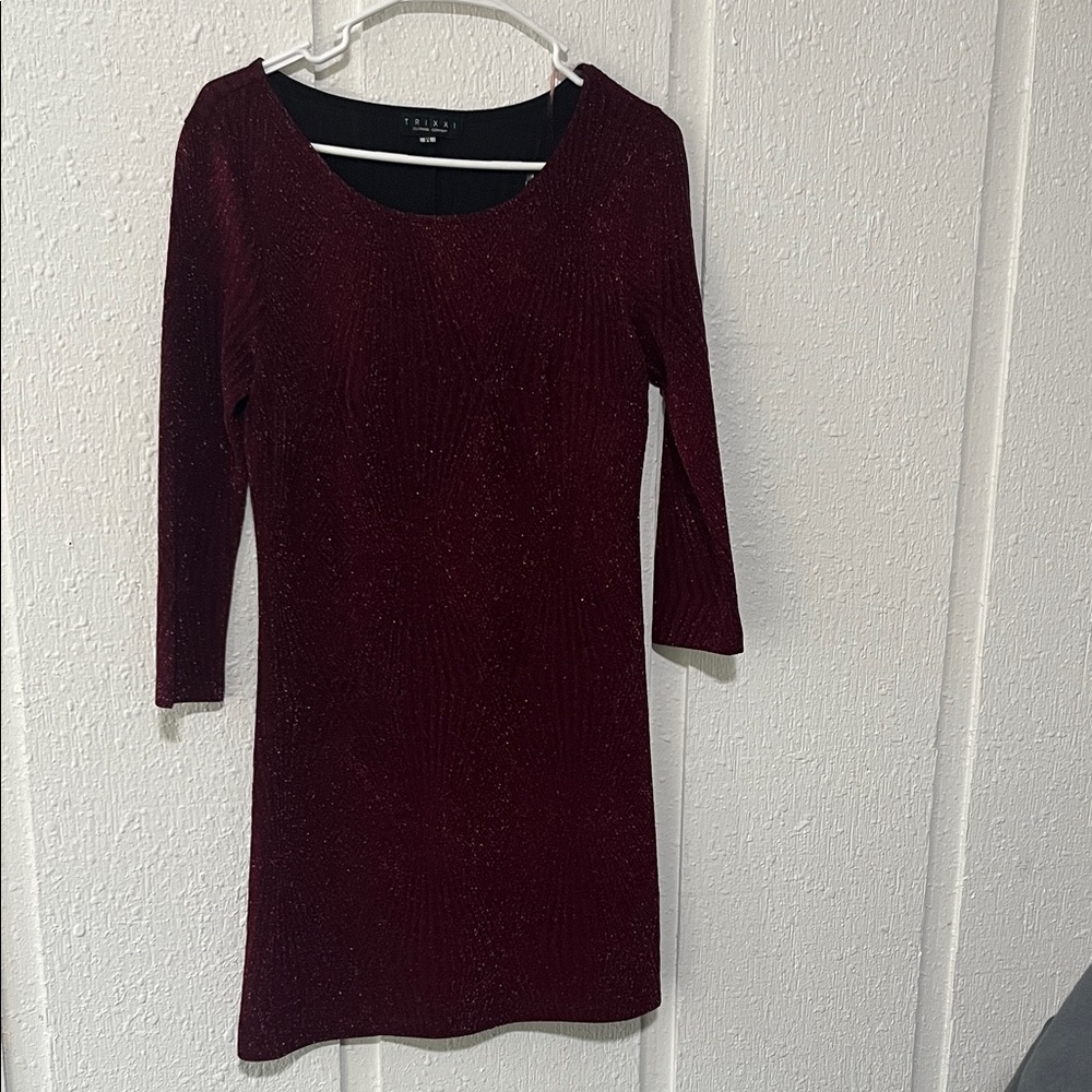 Trixxi Deep Red Long Sleeve Dress